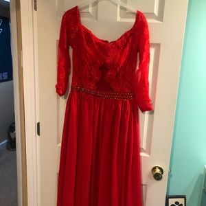 Red Lace Prom Dress Size XL